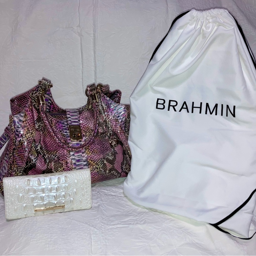 RARE Brahmin Elisa in Berry Opal Seville w/ coordinating Ady wallet